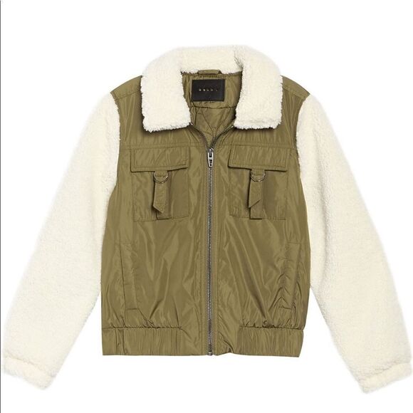 🔥Blanknyc faux shearling sleeve utility bomber jacket size S - Picture 1 of 8